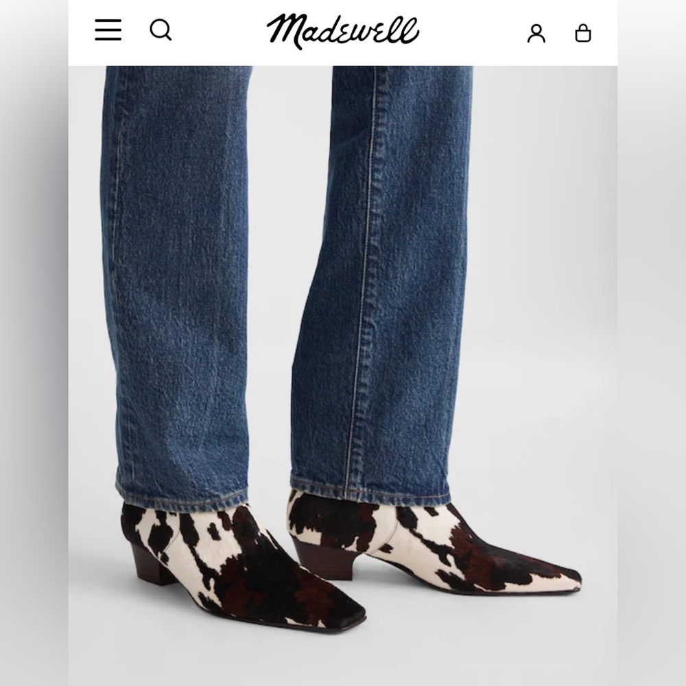 New in Box- Madewell The Lexie Ankle Boot in Cow Print